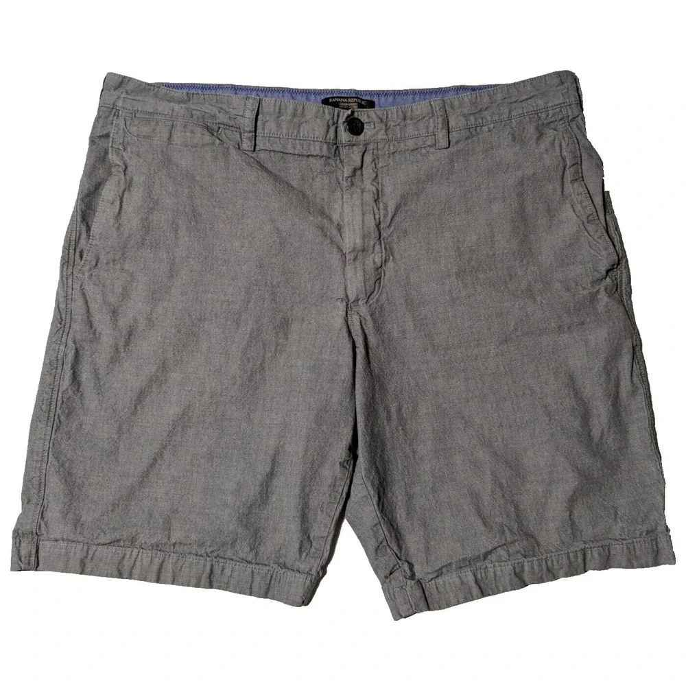 BANANA REPUBLIC AIDEN CHAMBRAY Men 38 Gray Heather Cotton‎ 10